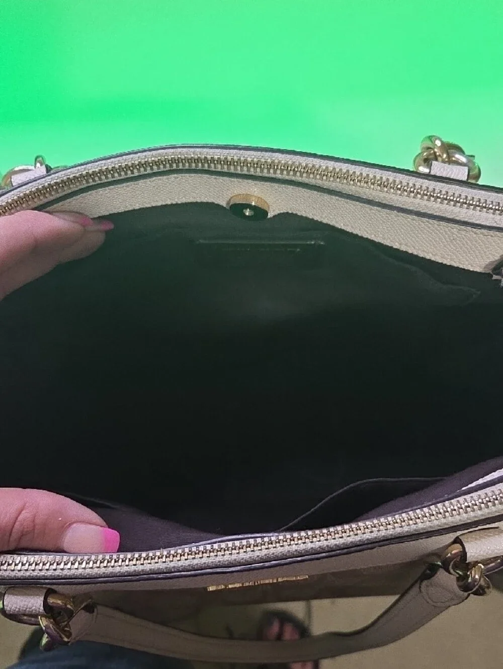 Coach Beige Signature Shoulder Bag with Crossbody Strap